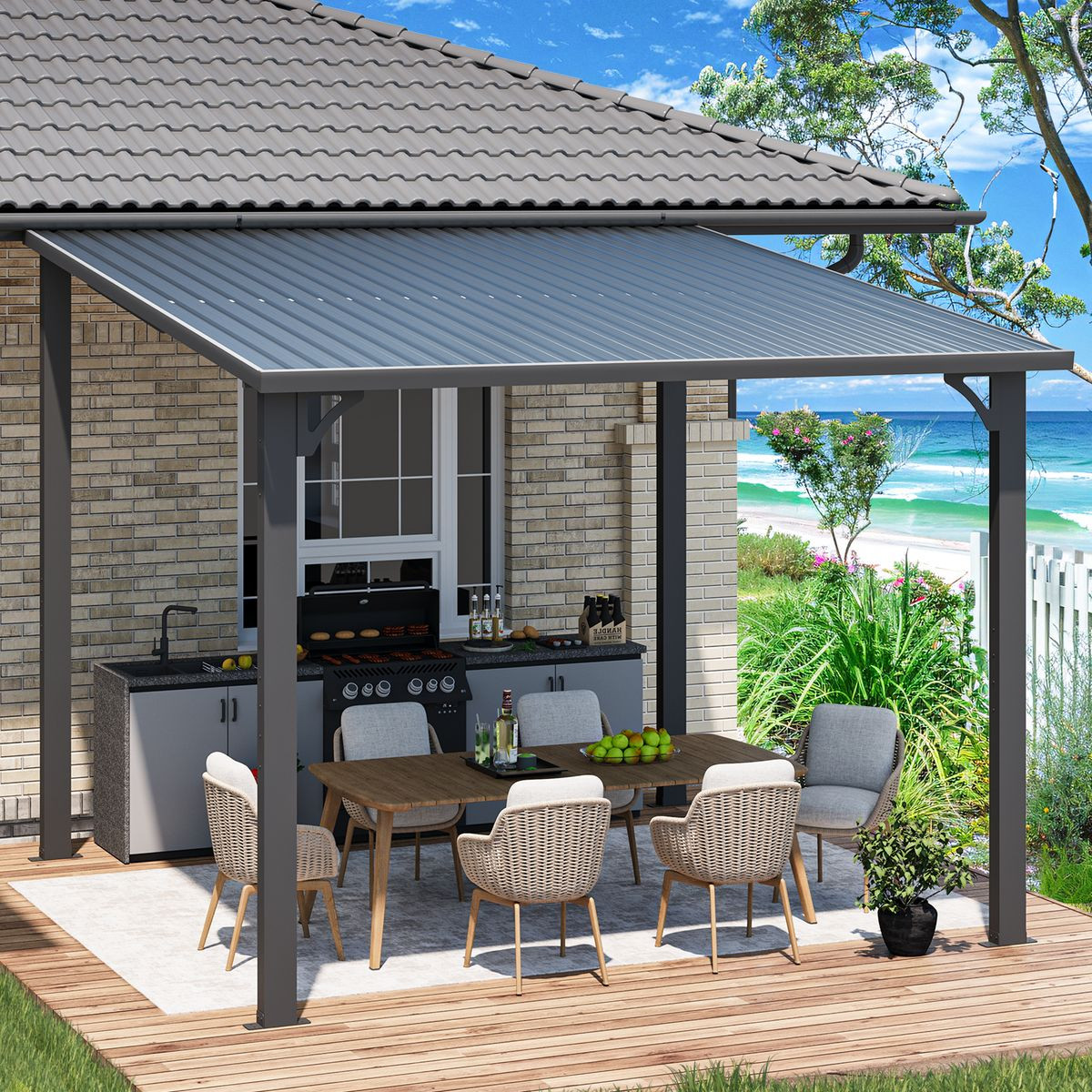 Outdoor Pergola Heavy-Duty Lean-to Metal Awning product image