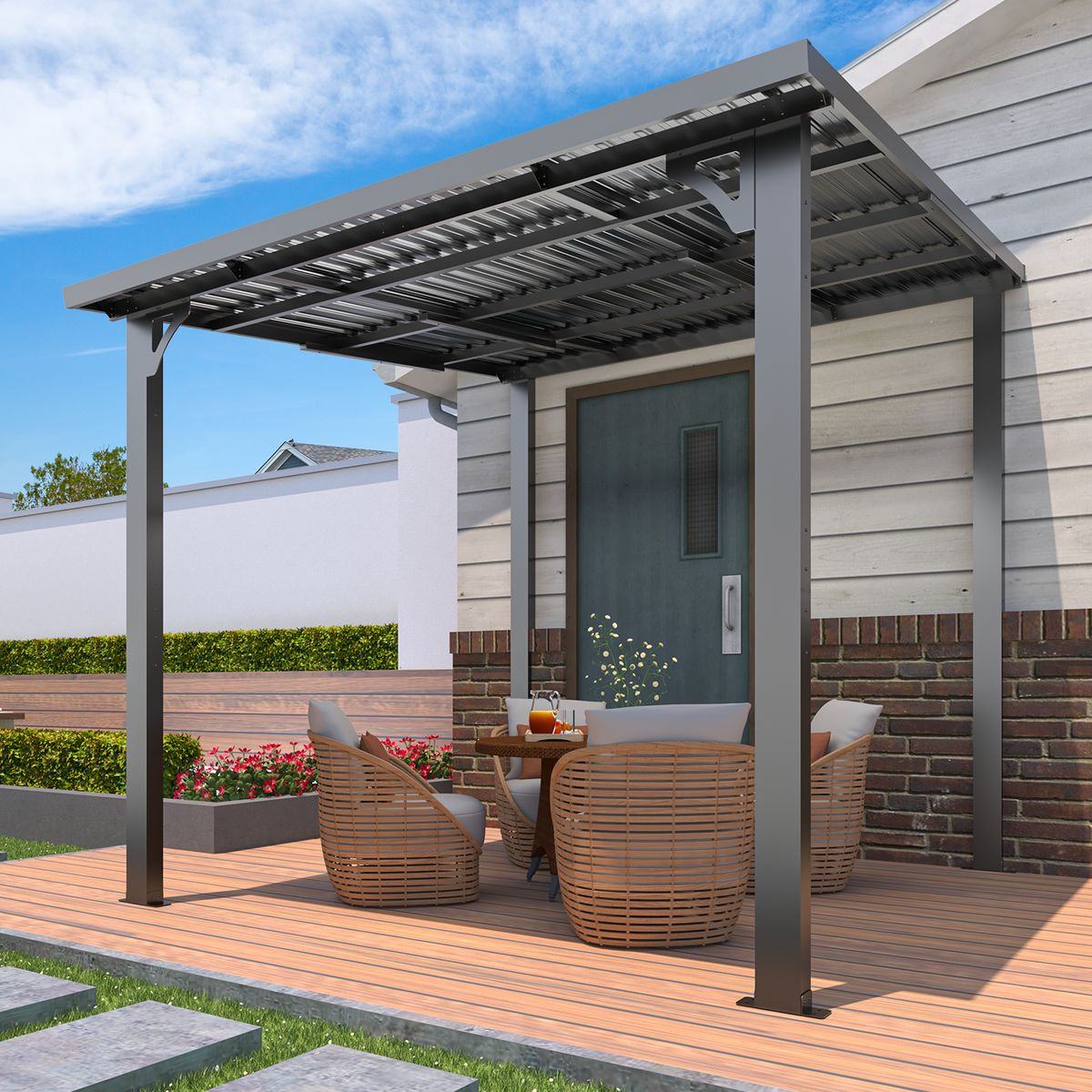 Outdoor Pergola Heavy-Duty Lean-to Metal Awning product image