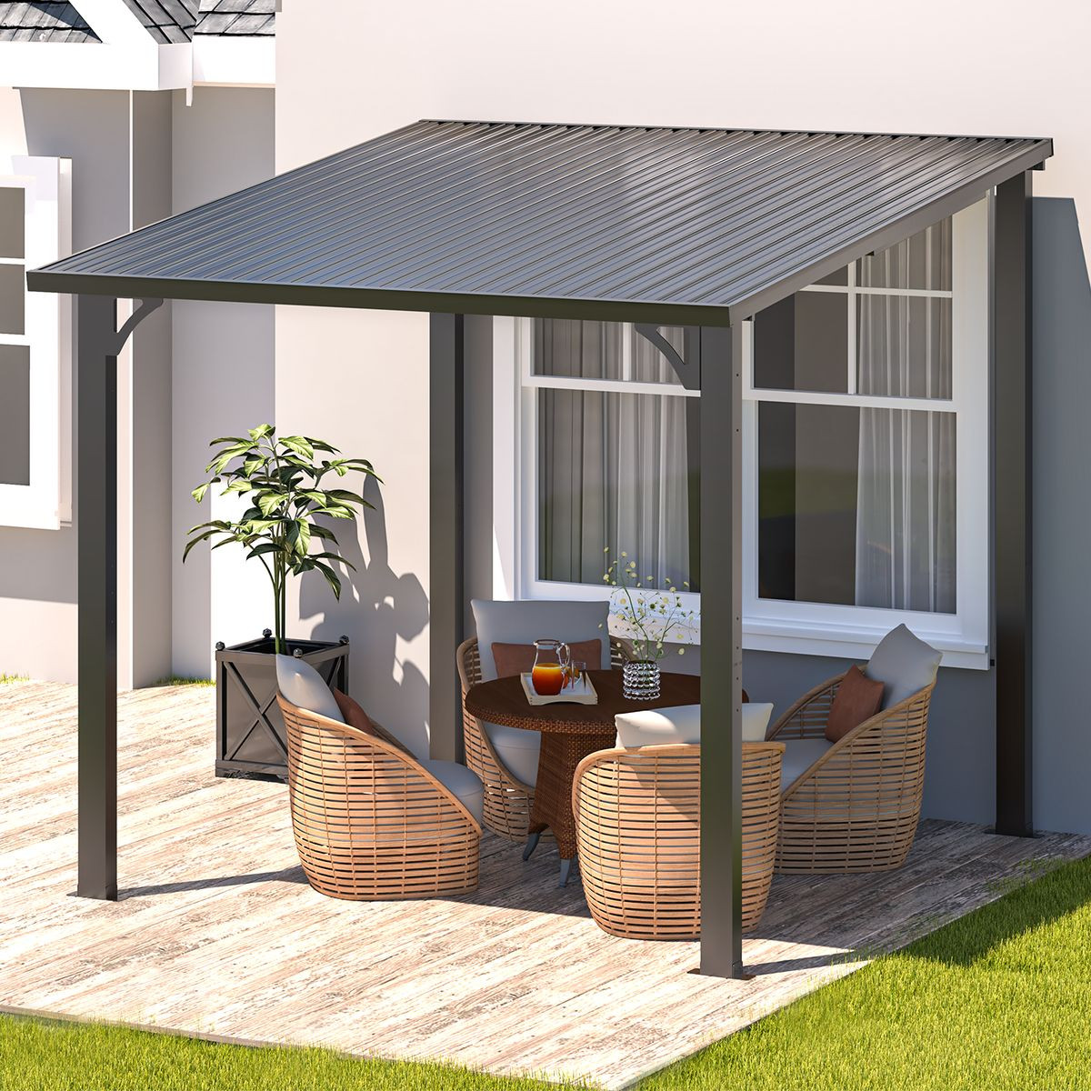 Outdoor Pergola Heavy-Duty Lean-to Metal Awning product image