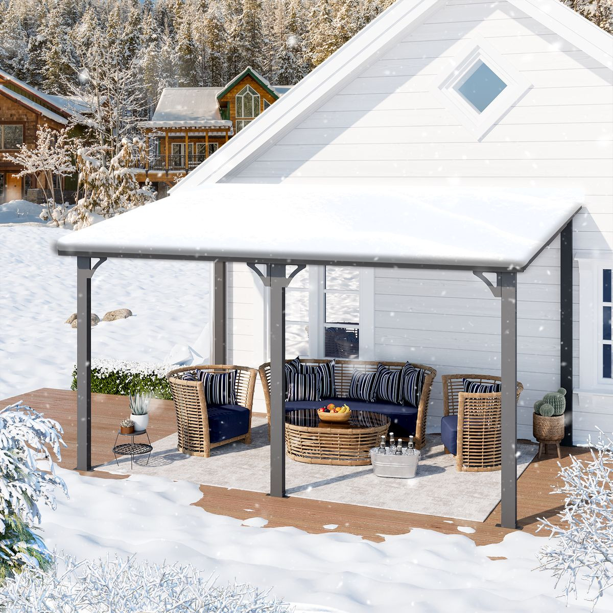 Outdoor Pergola Heavy-Duty Lean-to Metal Awning product image
