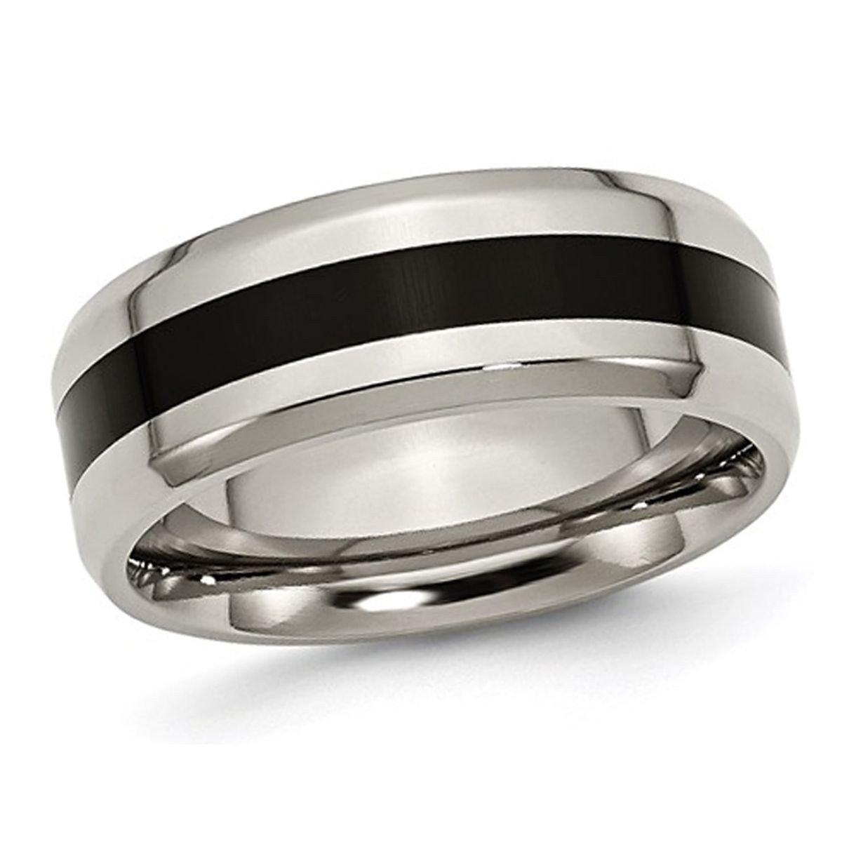 Mens 8mm Black Enamel Titanium Wedding Band product image