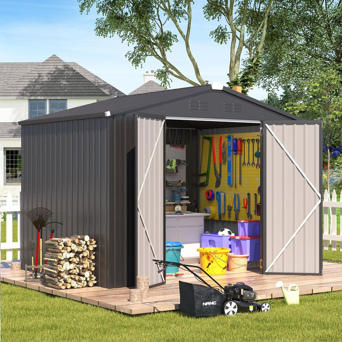 8' x 6' Metal Outdoor Lockable Storage Shed product image