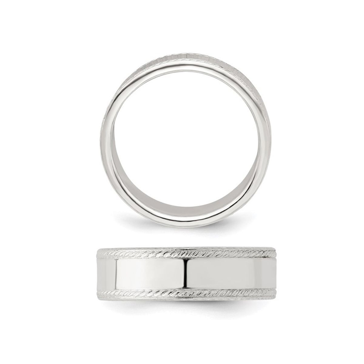 Sterling Silver Edge Design Wedding Band (6mm) product image
