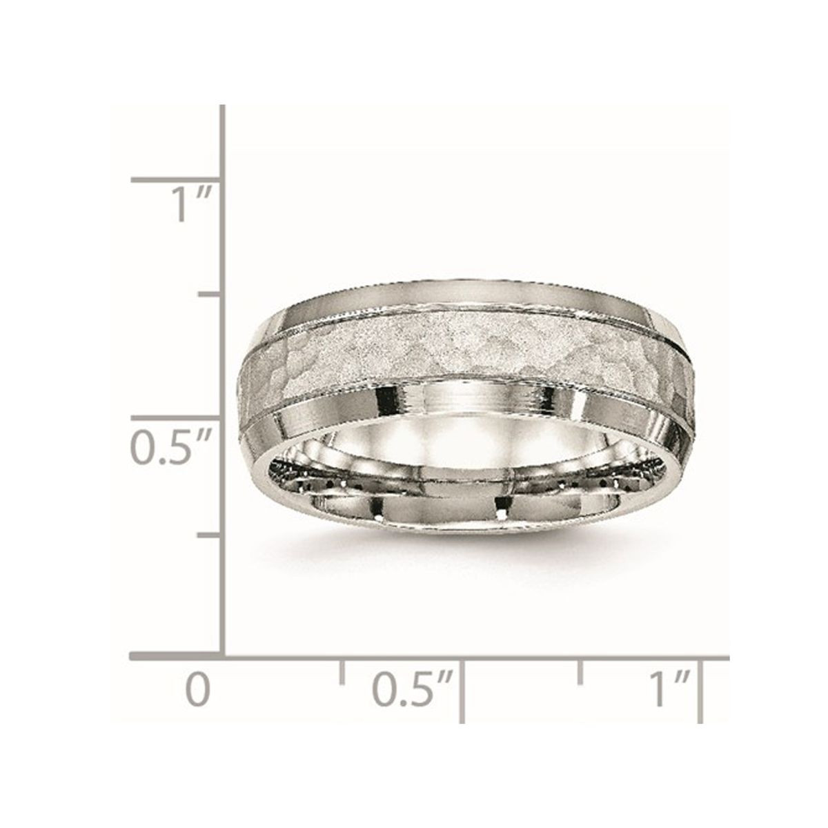 Men's Hammered Stainless Steel Wedding Band (7.5mm) product image