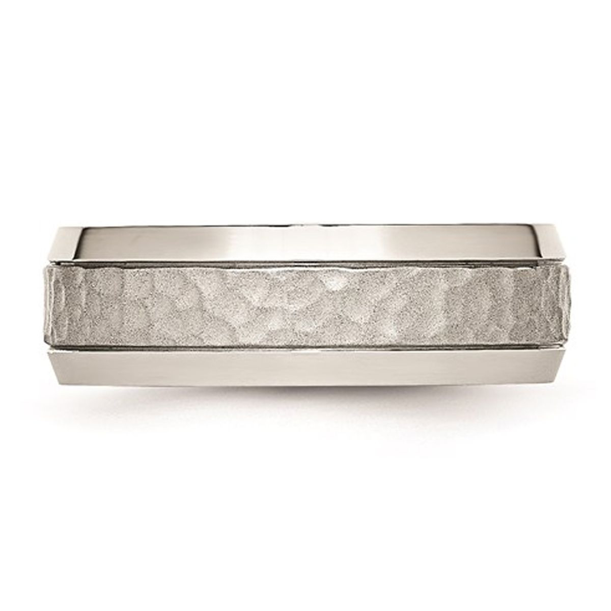 Men's Hammered Stainless Steel Wedding Band (7.5mm) product image