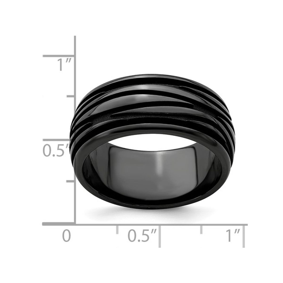 Men's Black Titanium Grooved Waves Band (10mm) product image