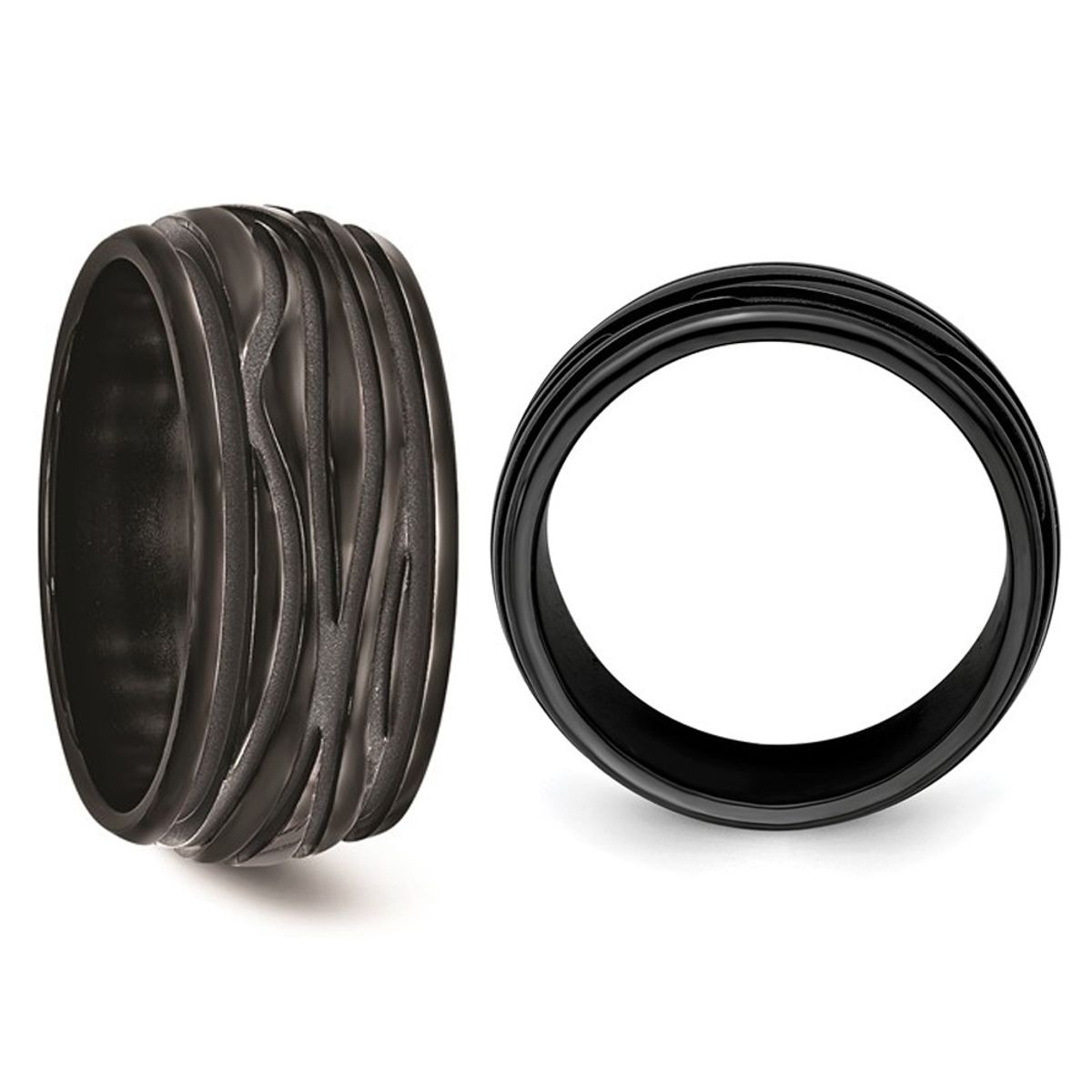 Men's Black Titanium Grooved Waves Band (10mm) product image
