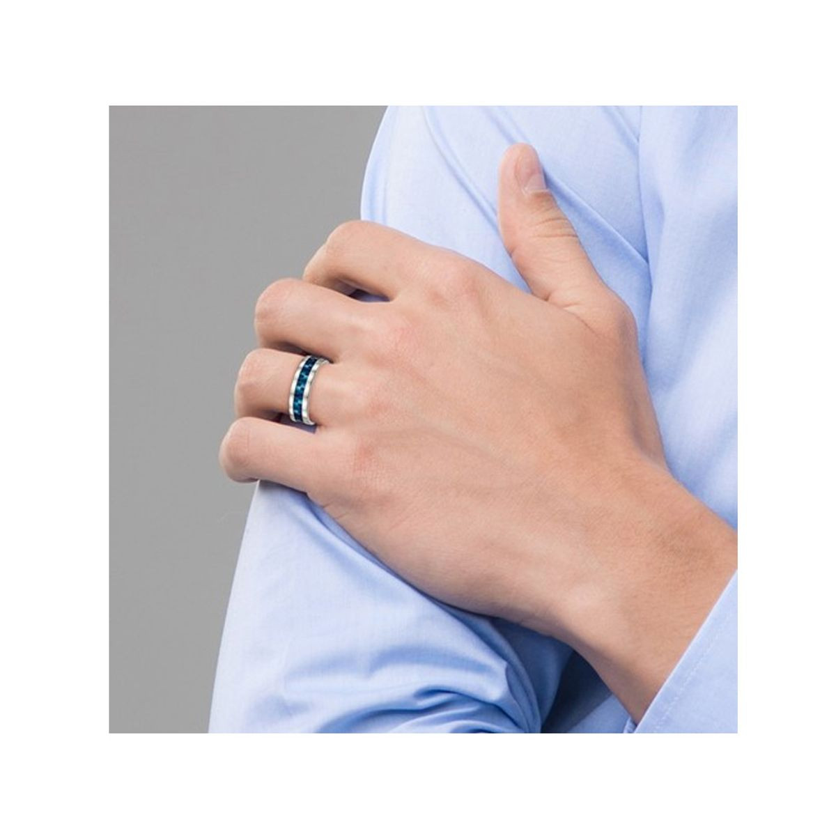 IP Plated Stainless Steel Checkered Ring (7mm) product image