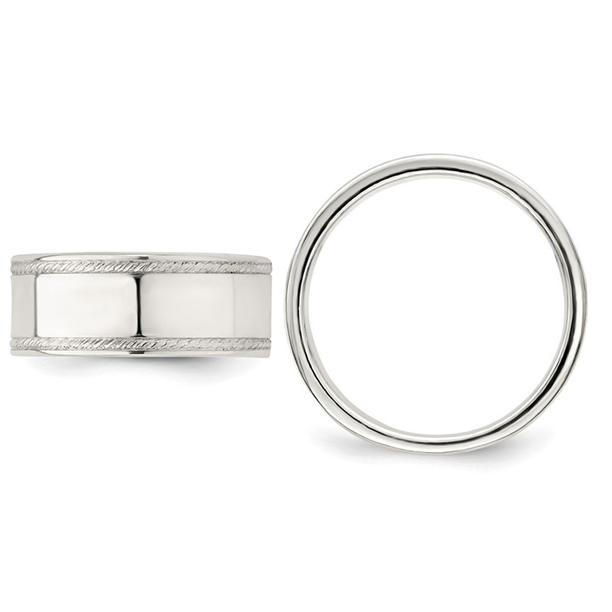 Men's Sterling Silver Edge Design Wedding Band - 8mm  product image