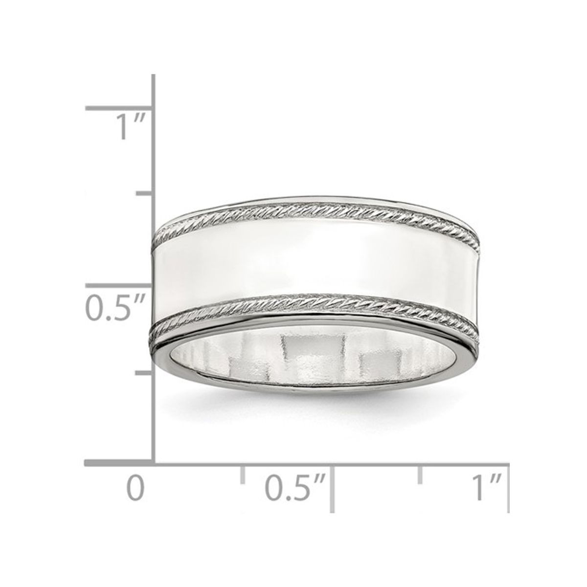 Men's Sterling Silver Edge Design Wedding Band - 8mm  product image