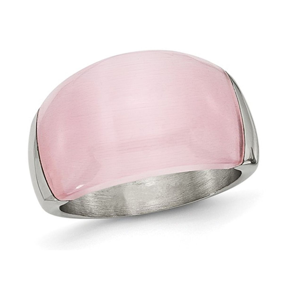 Stainless Steel Brushed Pink Cats Eye Ring product image