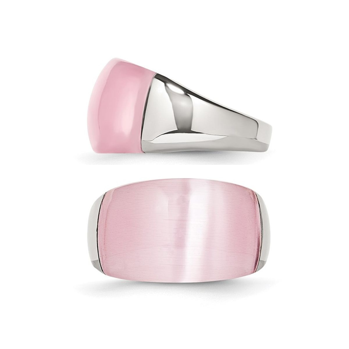 Stainless Steel Brushed Pink Cats Eye Ring product image