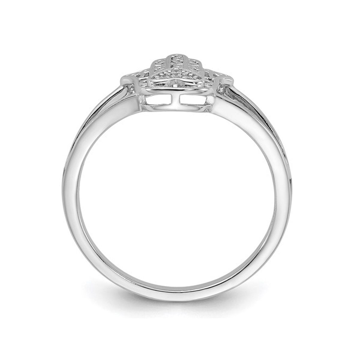 Sterling Silver Heart Hamsa Ring with Synthetic Cubic Zirconia (CZ)s product image