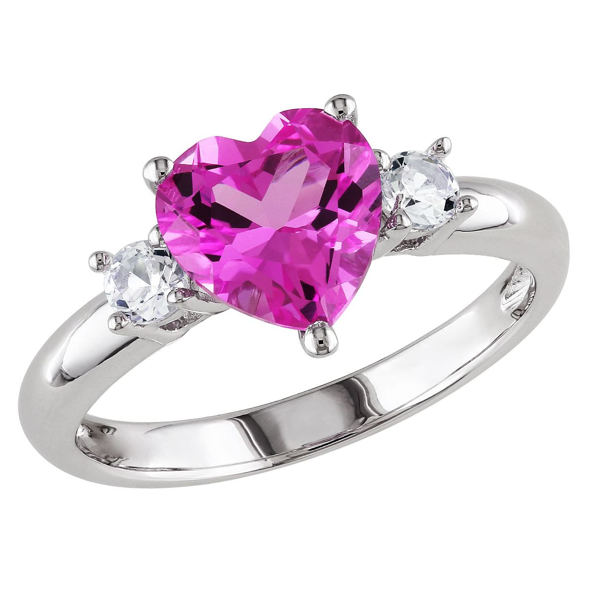 2.50 Carat (ctw) Lab-Created Pink and White Sapphire Heart Ring  product image