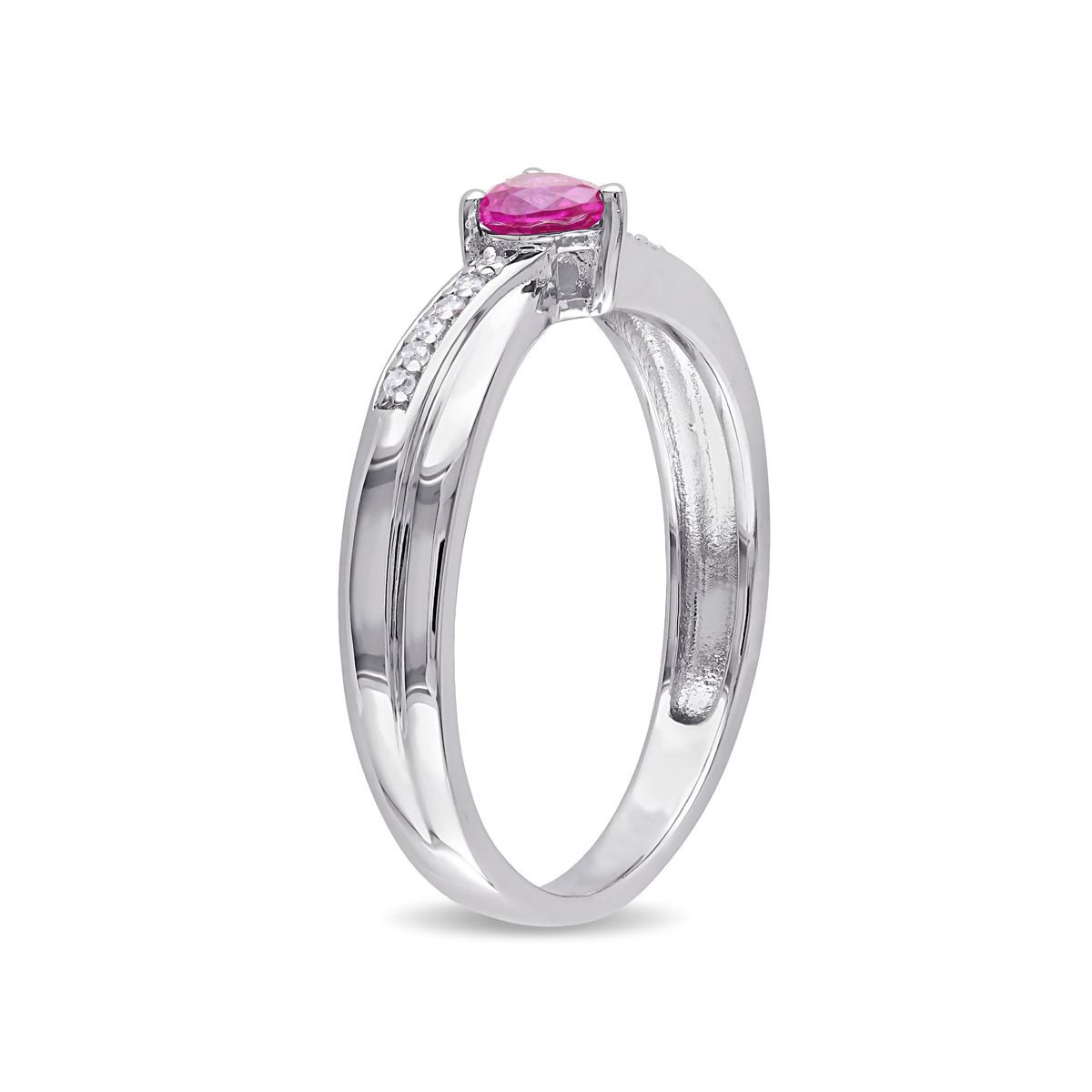 1/3 Carat (ctw) Lab-Created Ruby Heart Ring with Accent Diamonds product image