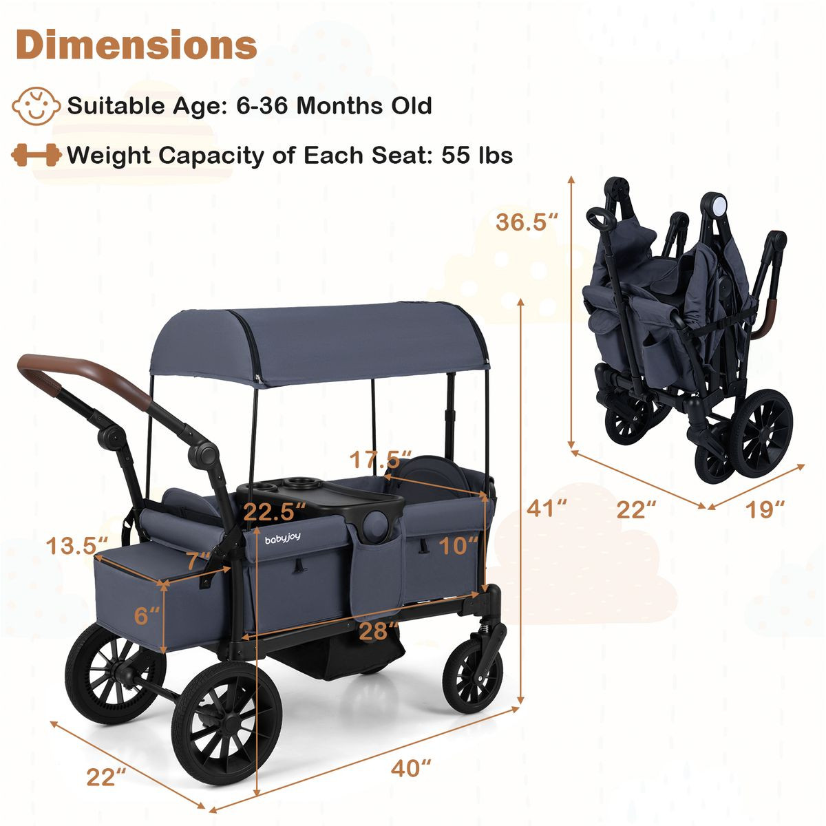 Double Seat Foldable Wagon product image