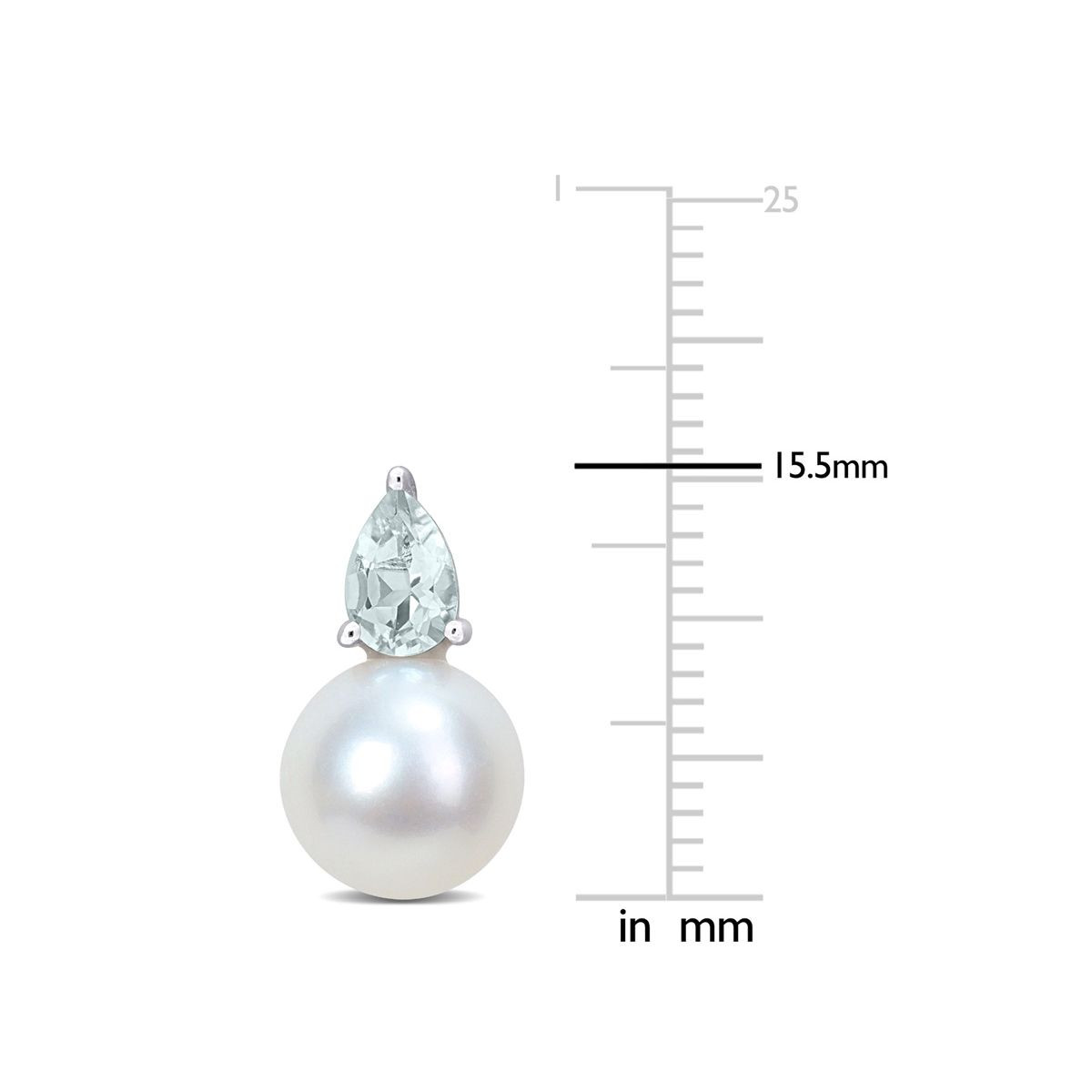 8.5-9mm Cultured Freshwater Pearl Earrings with Aquamarine product image