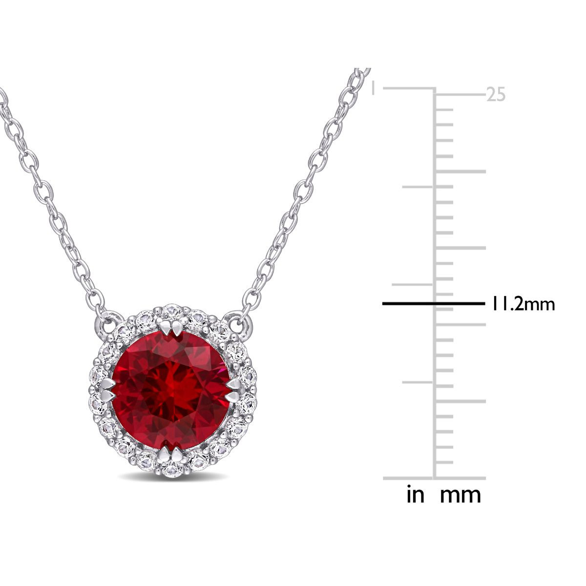 2.76 Carat (ctw) Lab-Created Ruby and White Sapphire Halo Necklace  product image