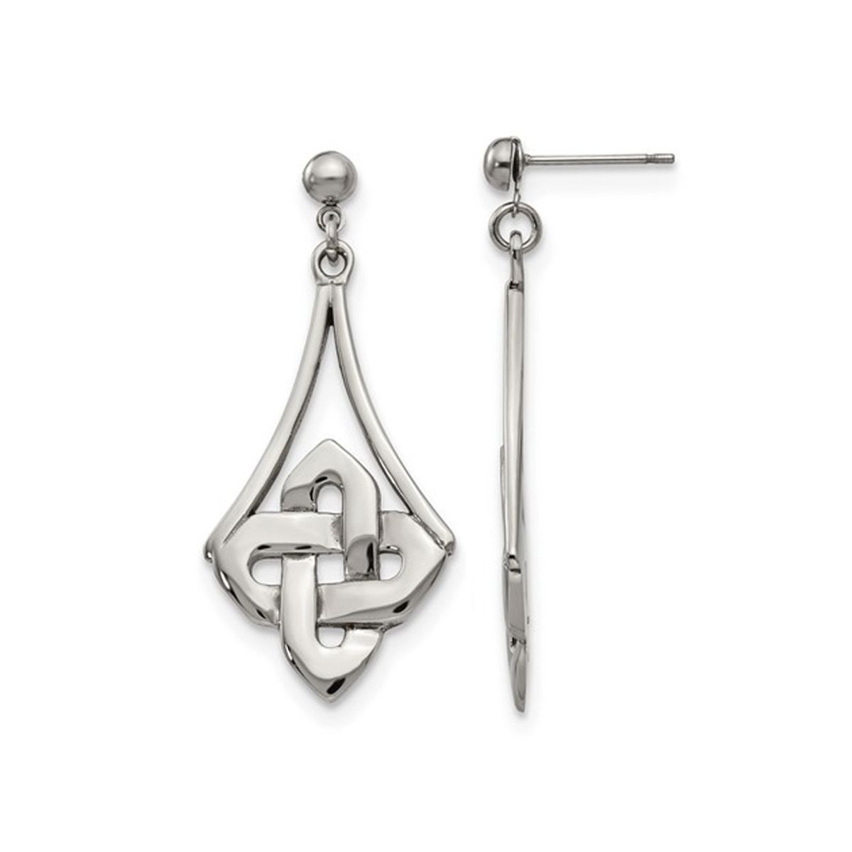 Stainless Steel Polished Celtic Post Dangle Earrings product image