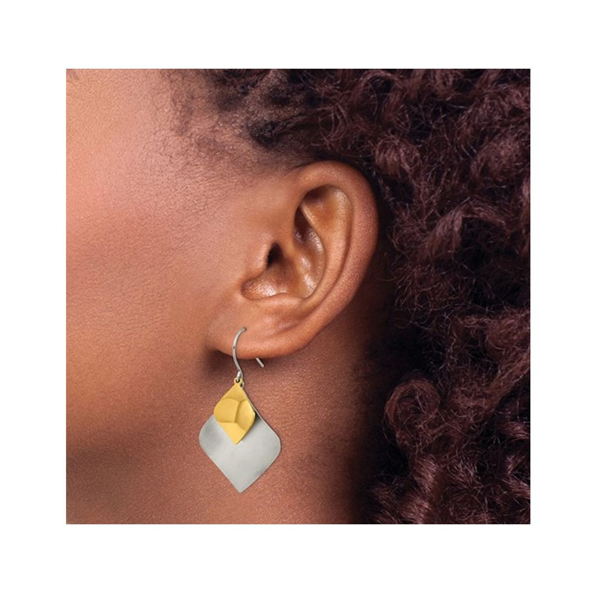 Brushed and Polished Yellow Plated Dangle Earrings product image