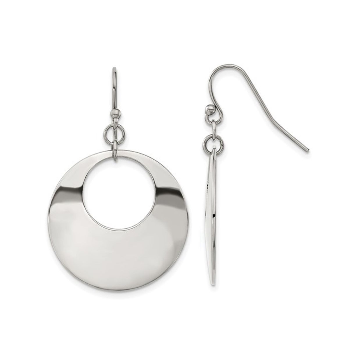 Stainless Steel Polished Circle Dangle Earrings product image
