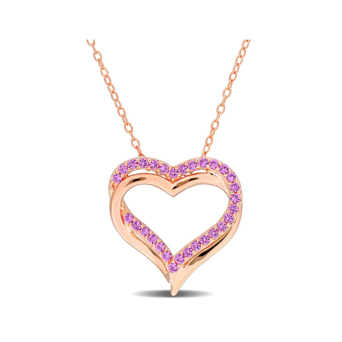 1/2 Carat (ctw) Lab-Created Pink Sapphire Heart Necklace product image