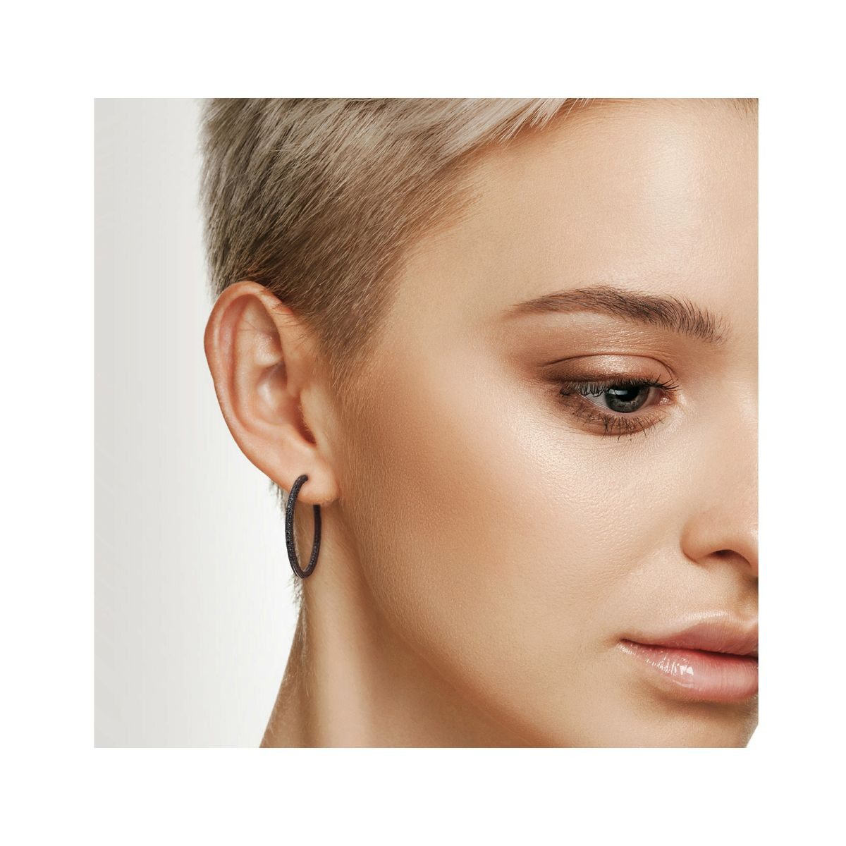 1/4 Carat (ctw) Black Diamond Hoop Earrings in Sterling Silver product image