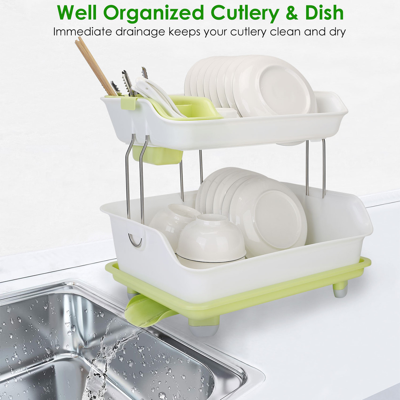 NewHome™ 2-Tier Dish Drying Rack product image