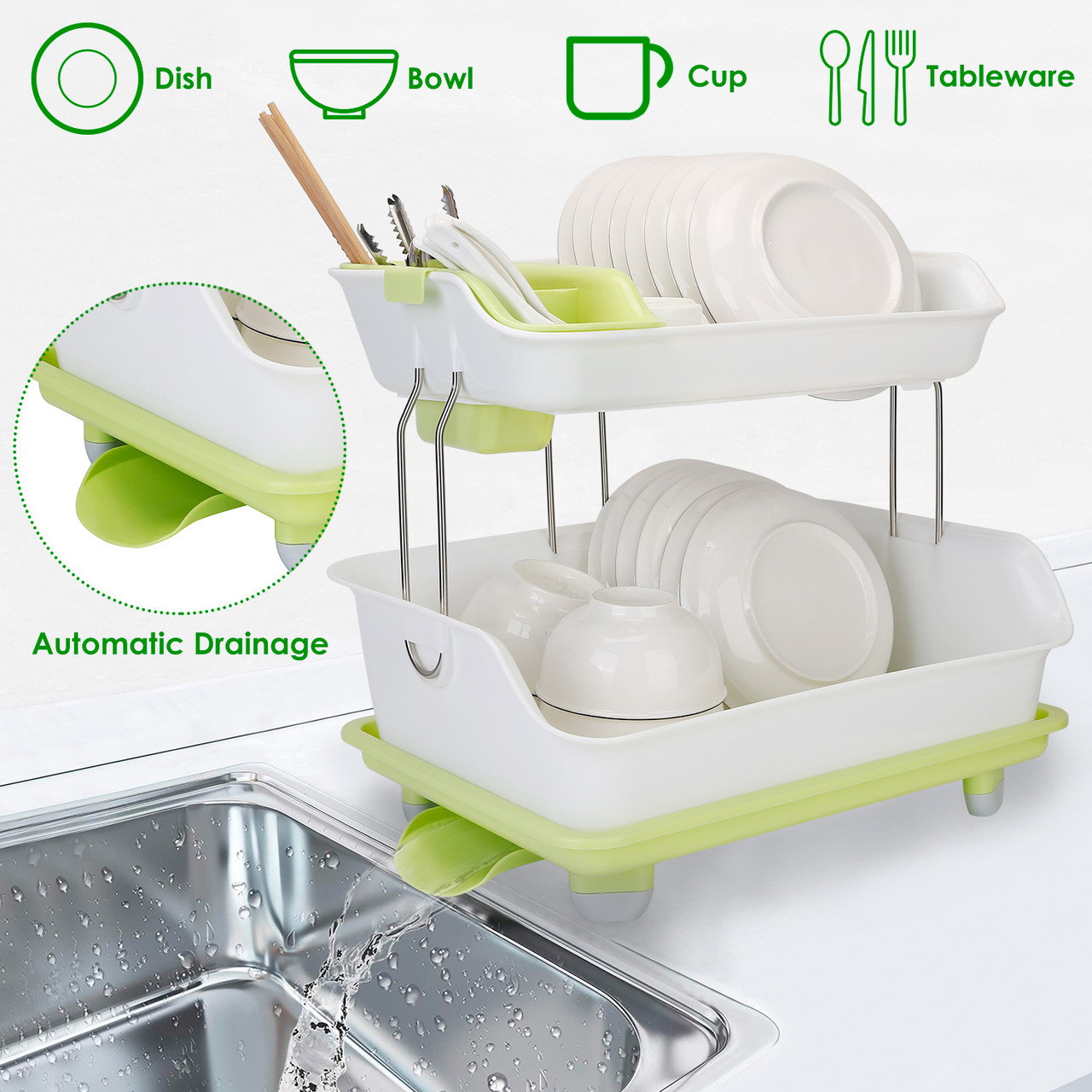 NewHome™ 2-Tier Dish Drying Rack product image