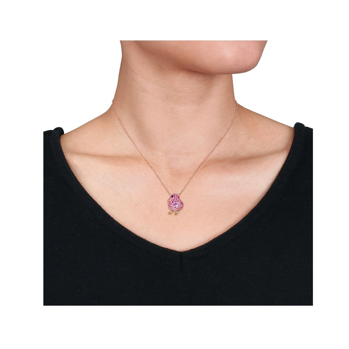 2.40 Carat (ctw) Lab-Created Blue and Pink Sapphire Bird Necklace product image