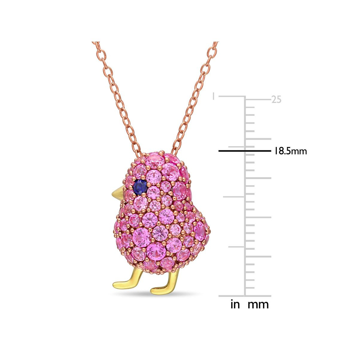 2.40 Carat (ctw) Lab-Created Blue and Pink Sapphire Bird Necklace product image