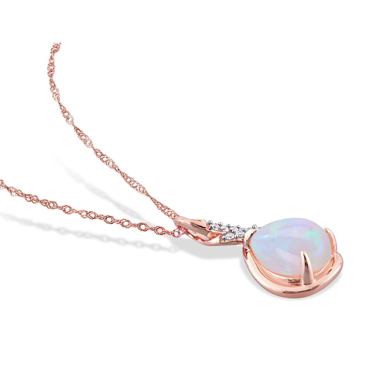 1.20 Carat (ctw) Blue Opal Drop Twist Necklace in 10K Rose Gold  product image
