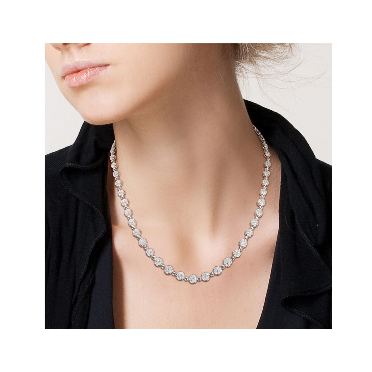 Sterling Silver 1/2 Carat (ctw) Diamond Tennis Necklace product image