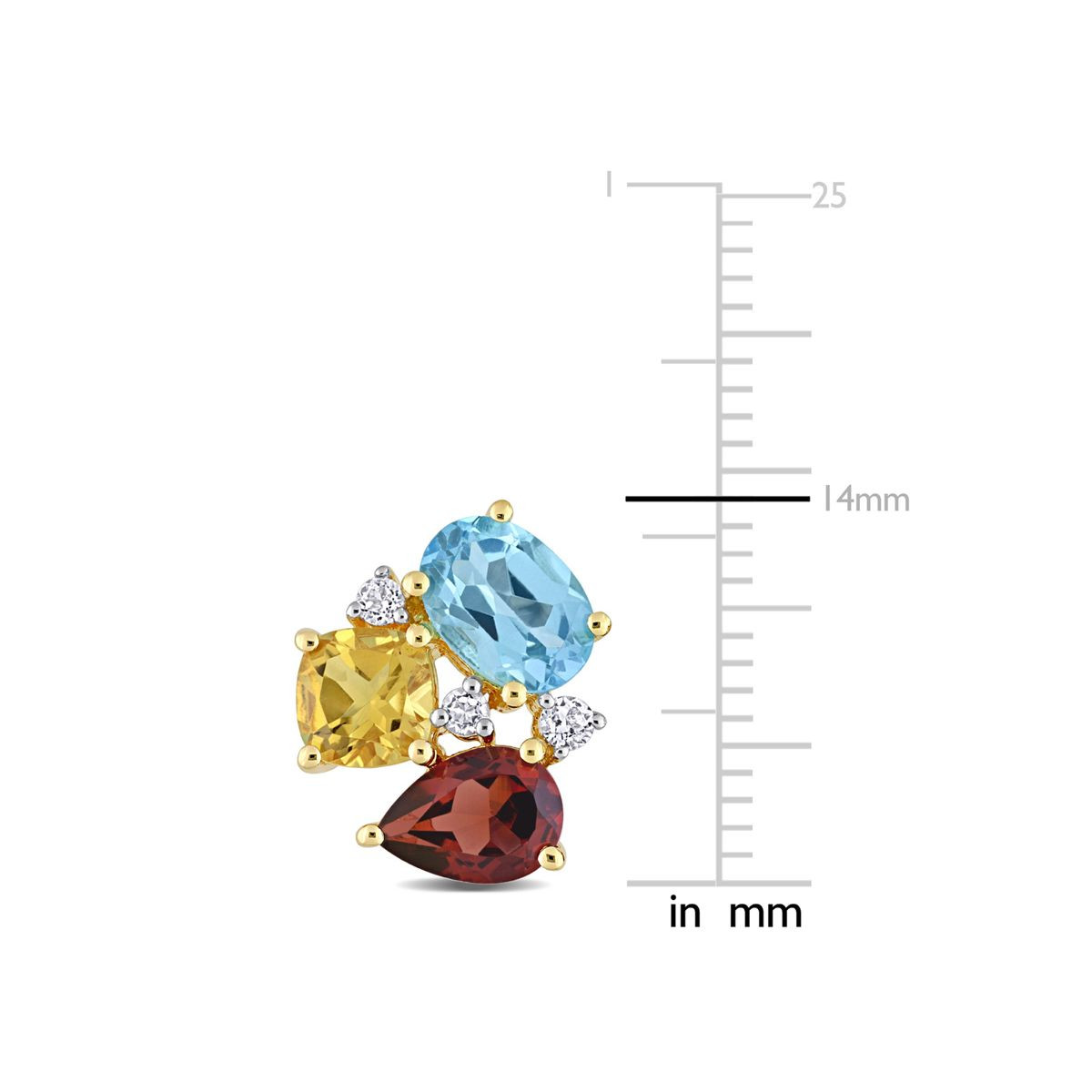 4.90 Carat (ctw) Garnet, Blue Topaz and Citrine Button Earrings product image
