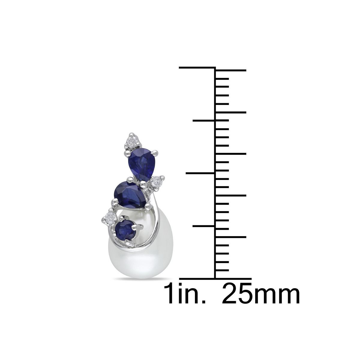 Freshwater Pearl and Sapphire Earrings in 10k White Gold product image
