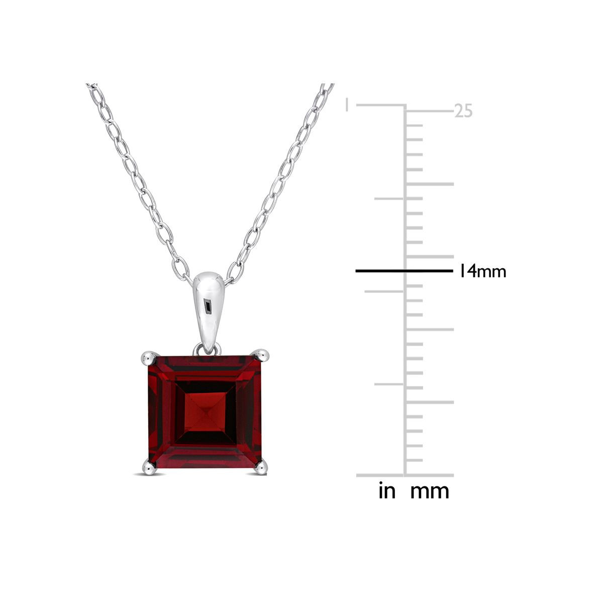 3.10 Carat (ctw) Princess-Cut Garnet Solitaire Necklace product image