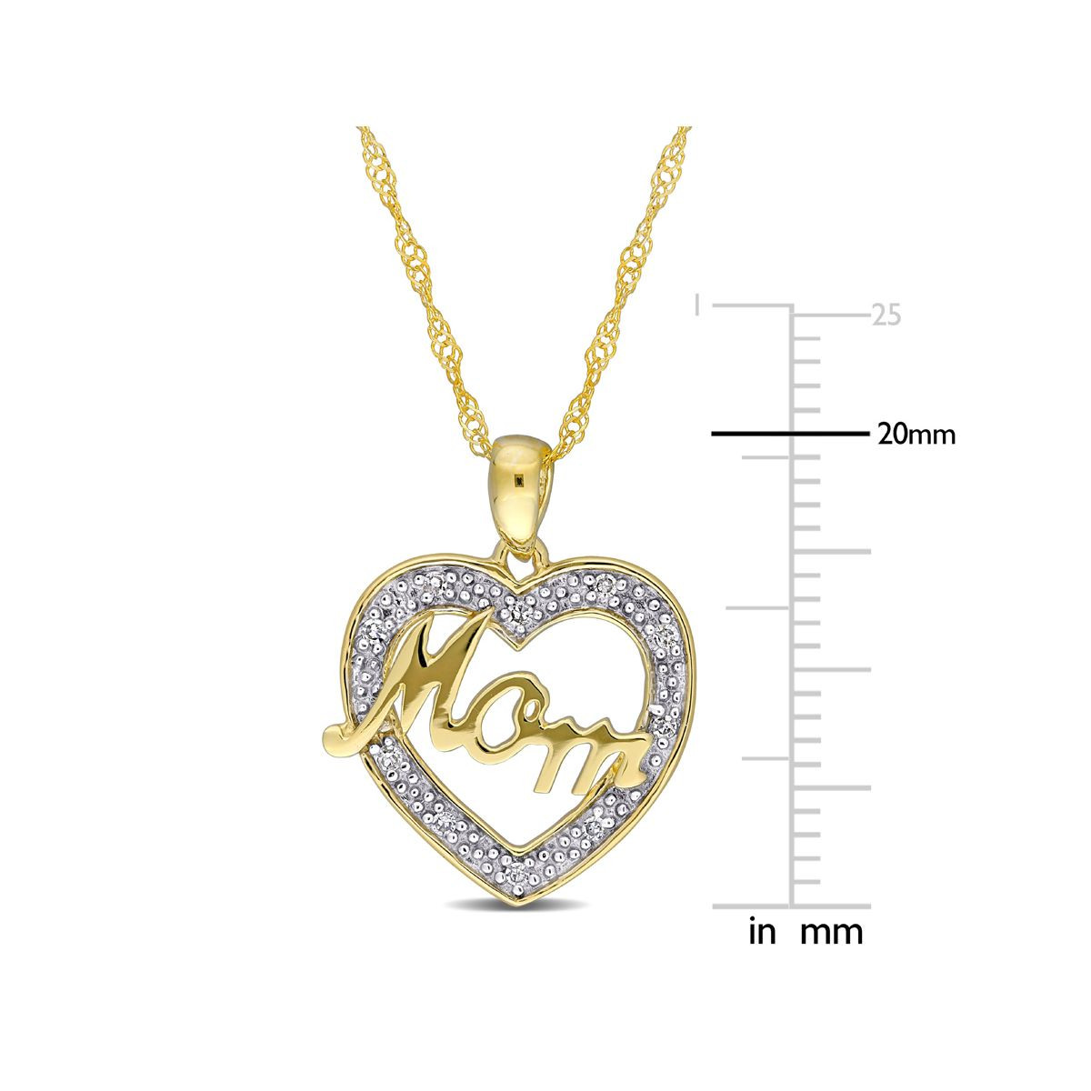 Accent Diamond MOM Heart Pendant Necklace product image