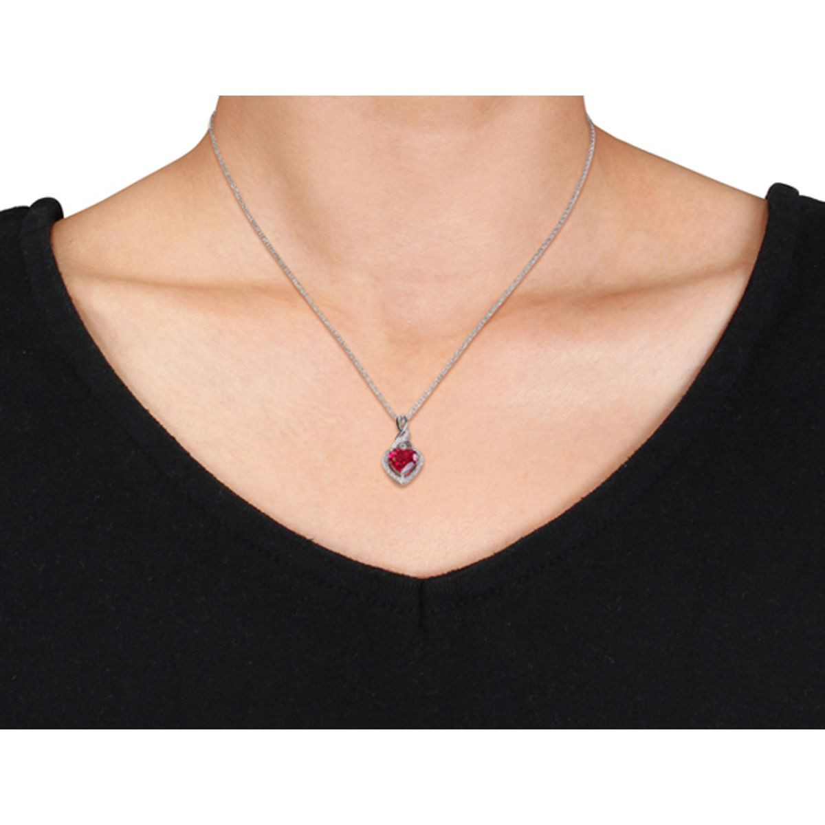 2.80 Carat (ctw) Lab-Created Ruby Heart Necklace  product image