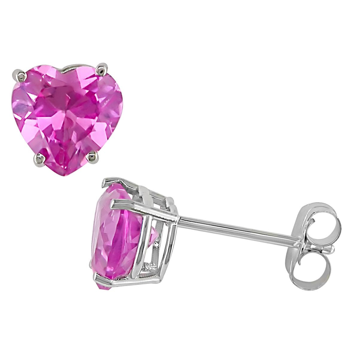 2.00 Carat (ctw) Lab-Created Pink Sapphire Solitaire Heart Earrings product image