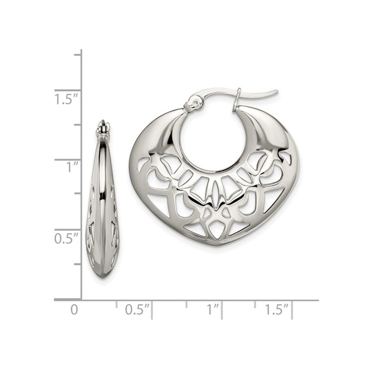 Stainless Steel Polished Fancy Cut-Out Hoop Earrings product image
