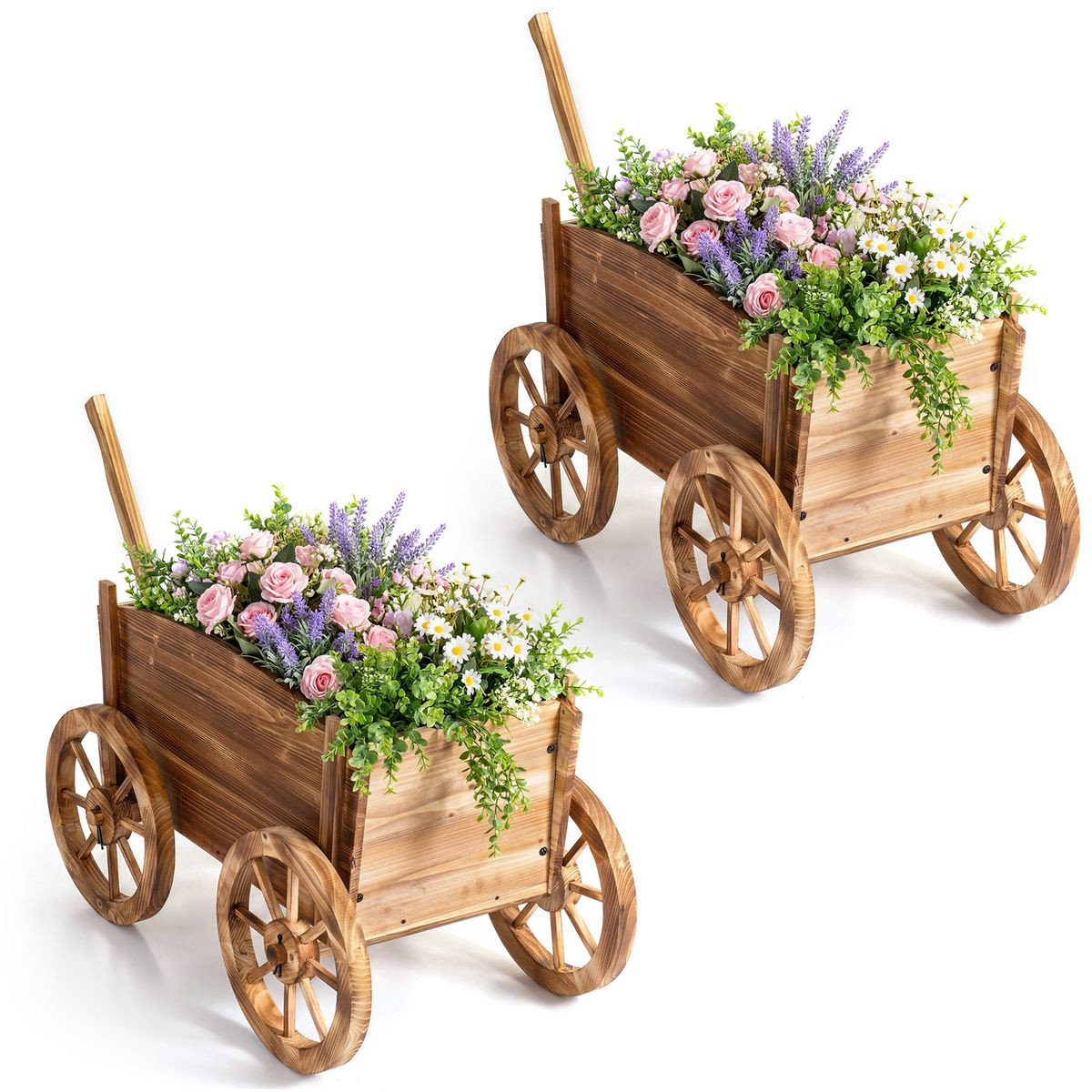 Rustic Wood Wagon Planter (1 or 2-Pack) product image