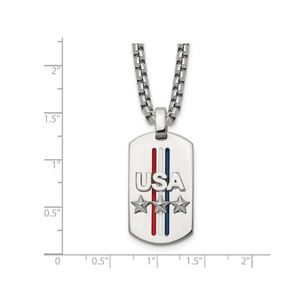 Men's Stainless Steel USA and Stars Dog Tag Necklace  product image