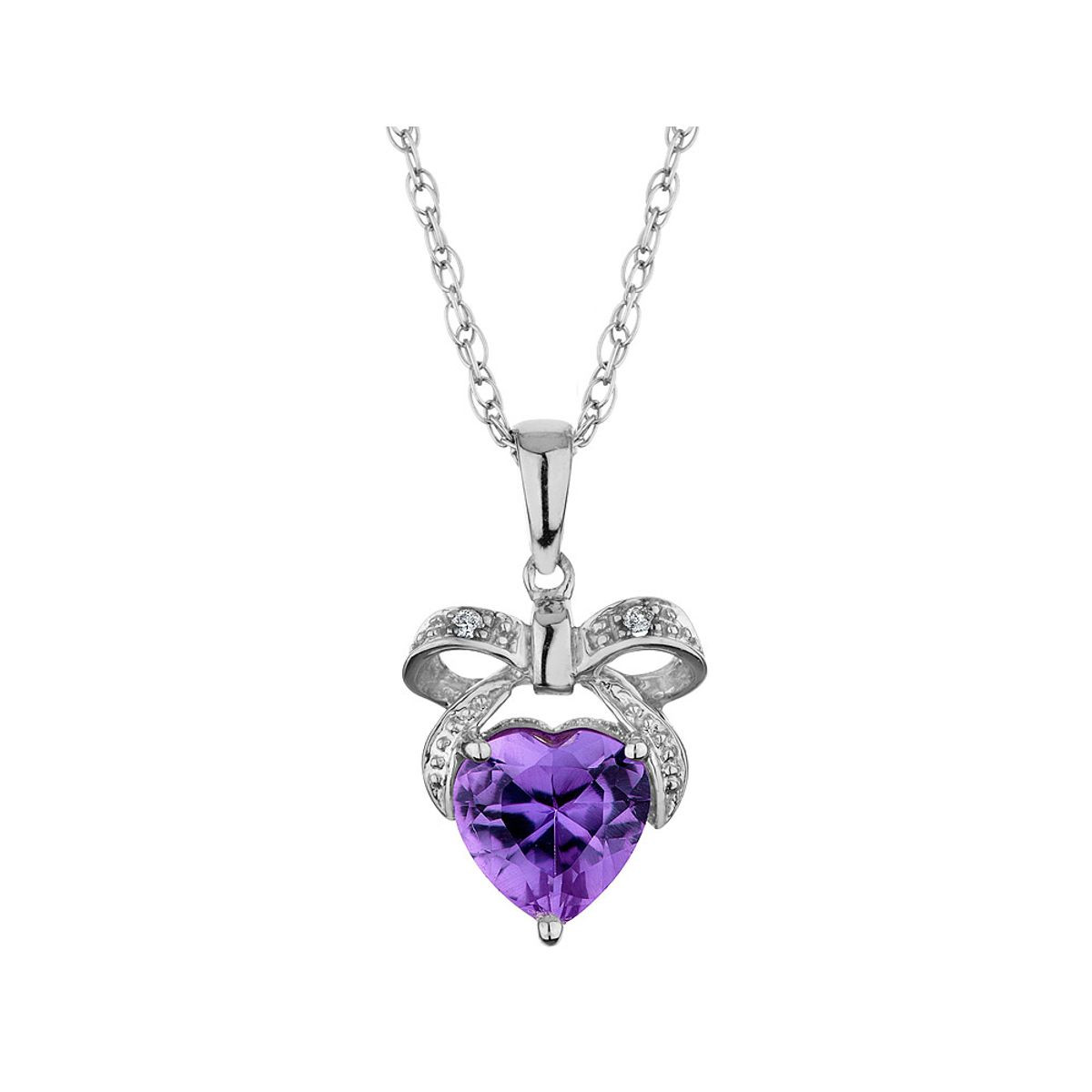 4/5 Carat (ctw) Amethyst Bow and Heart Pendant Necklace  product image