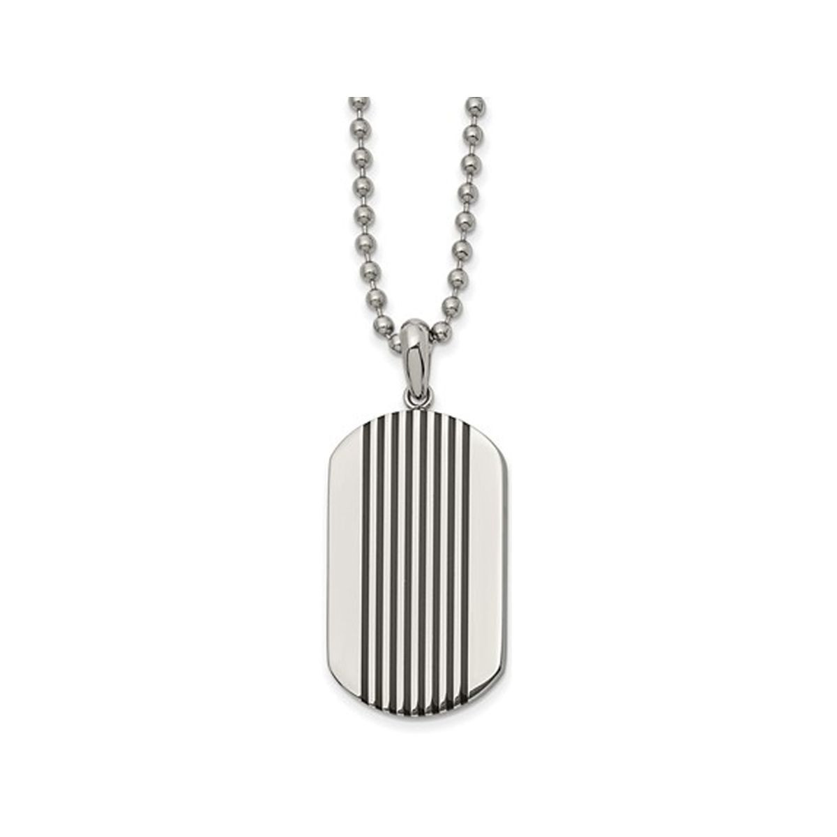Mens Stainless Steel Black Stripes Dogtag Necklace product image