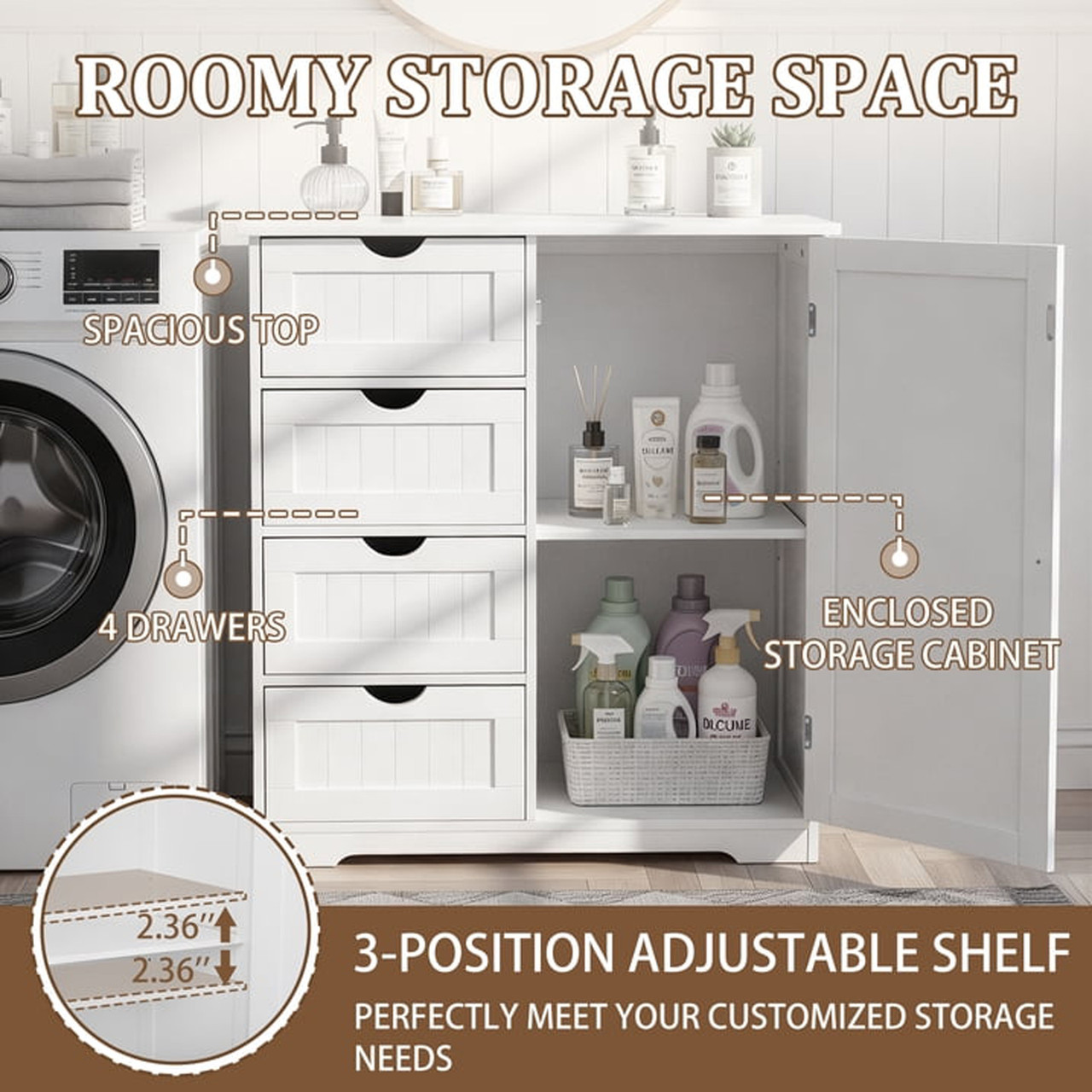 Large Wooden Bathroom Floor Cabinet product image