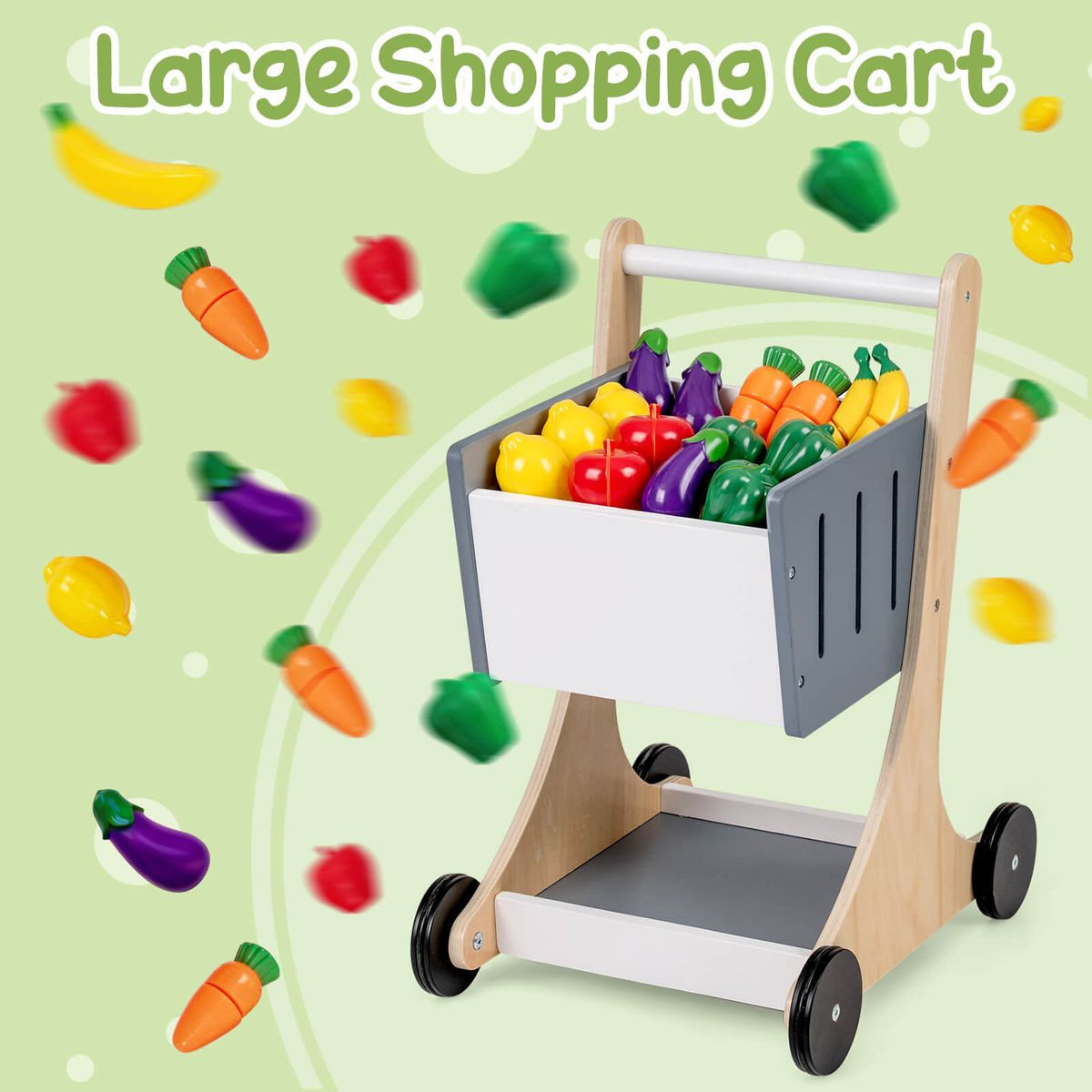Kids Grocery Store Playset with Play Food and Cart product image