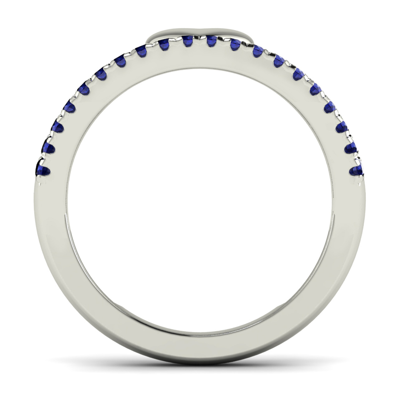 Sterling Silver 1/4ct TDW Blue Sapphire Diamond Row Heart Ring product image