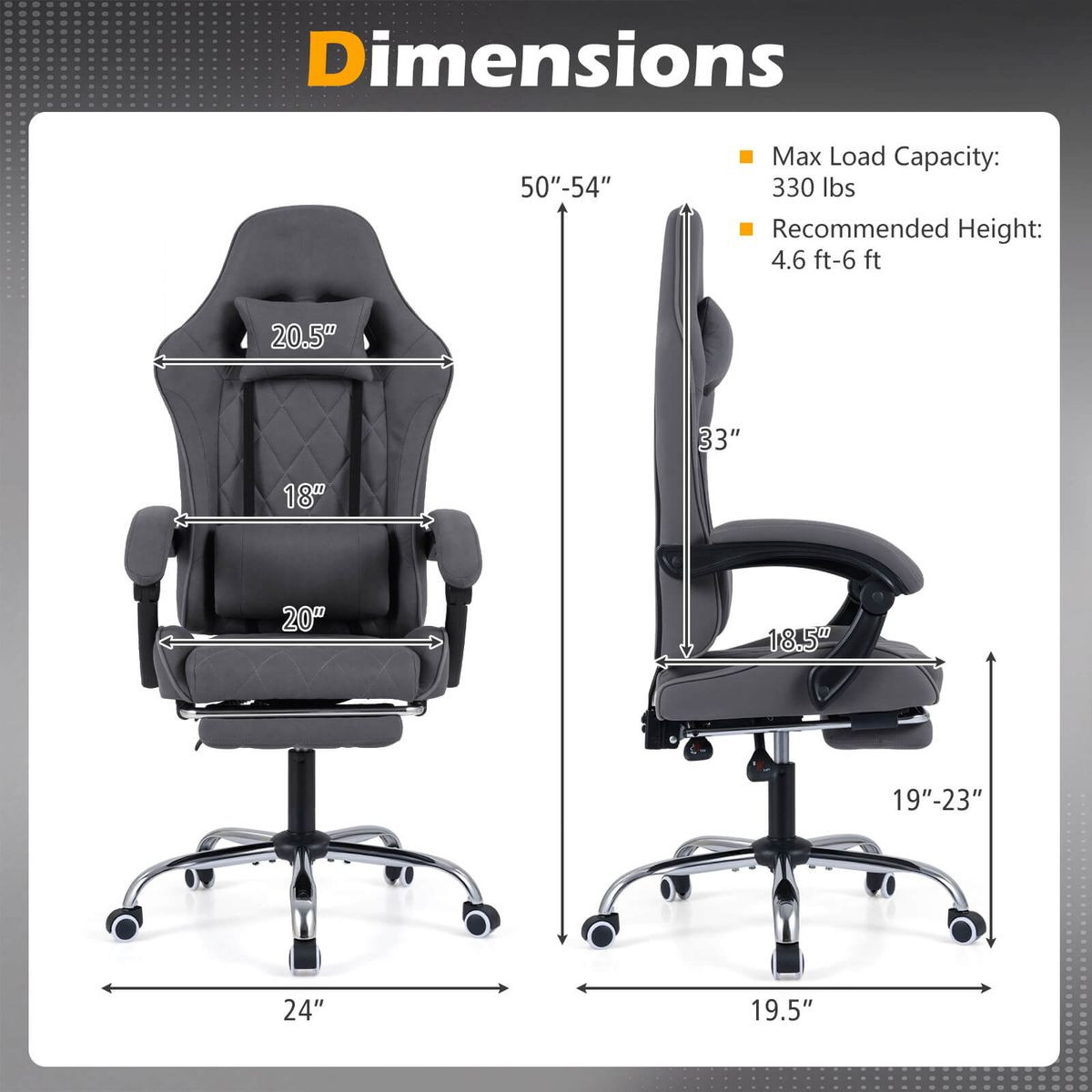 Gaming Chair with Headrest, Lumbar Support and Linkage Armrests product image