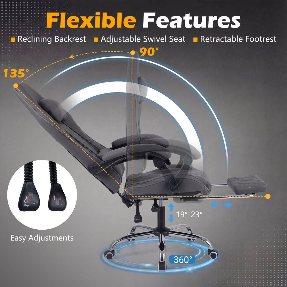 Gaming Chair with Headrest, Lumbar Support and Linkage Armrests product image