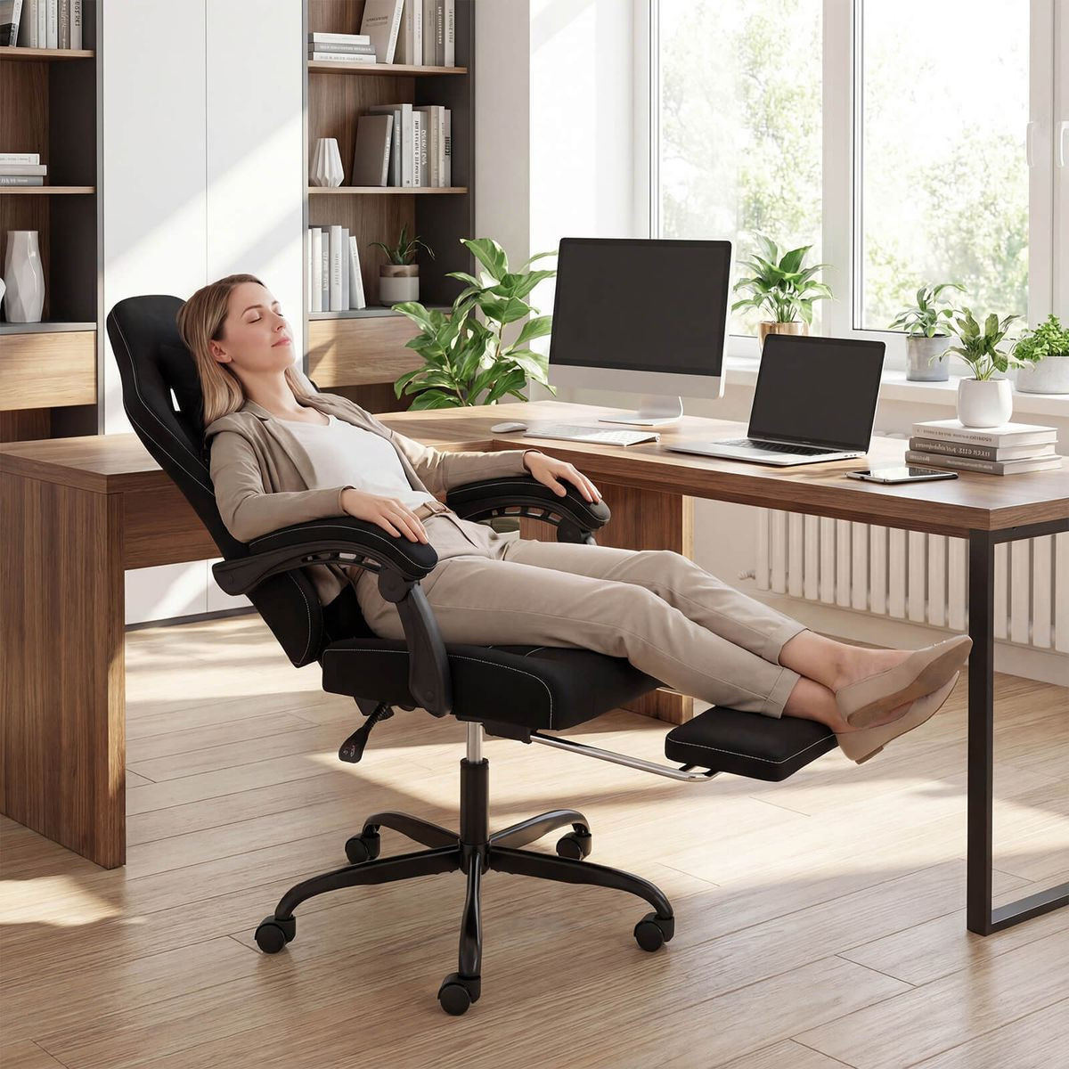 Adjustable Computer Chair with 90°-135° Reclining Backrest  product image